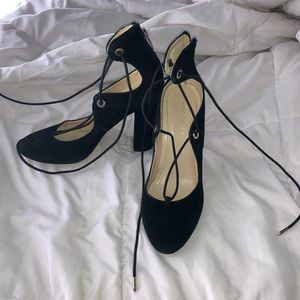 Black lace up heels